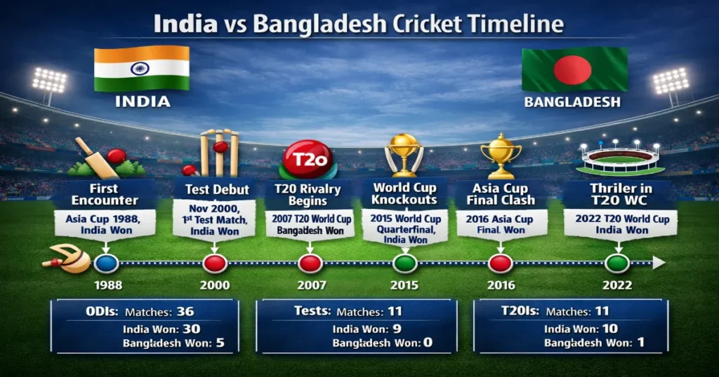From 2000s to Now: India vs Bangladesh Cricket Timeline