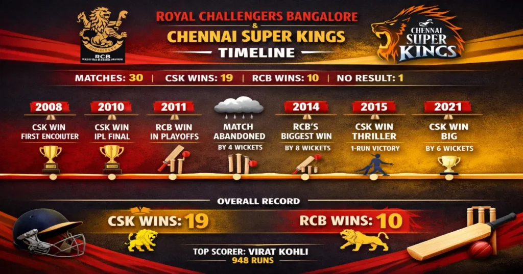 RCB vs CSK Rivalry Timeline: Iconic Matches and Turning Points